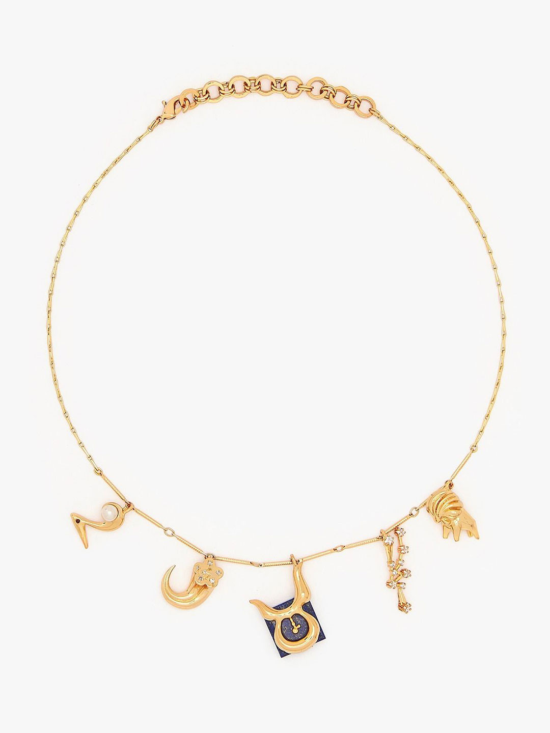 Outhouse Taurus Vintage Celestial Halo 22K Gold-Plated Lapis Lazuli Studded Chain