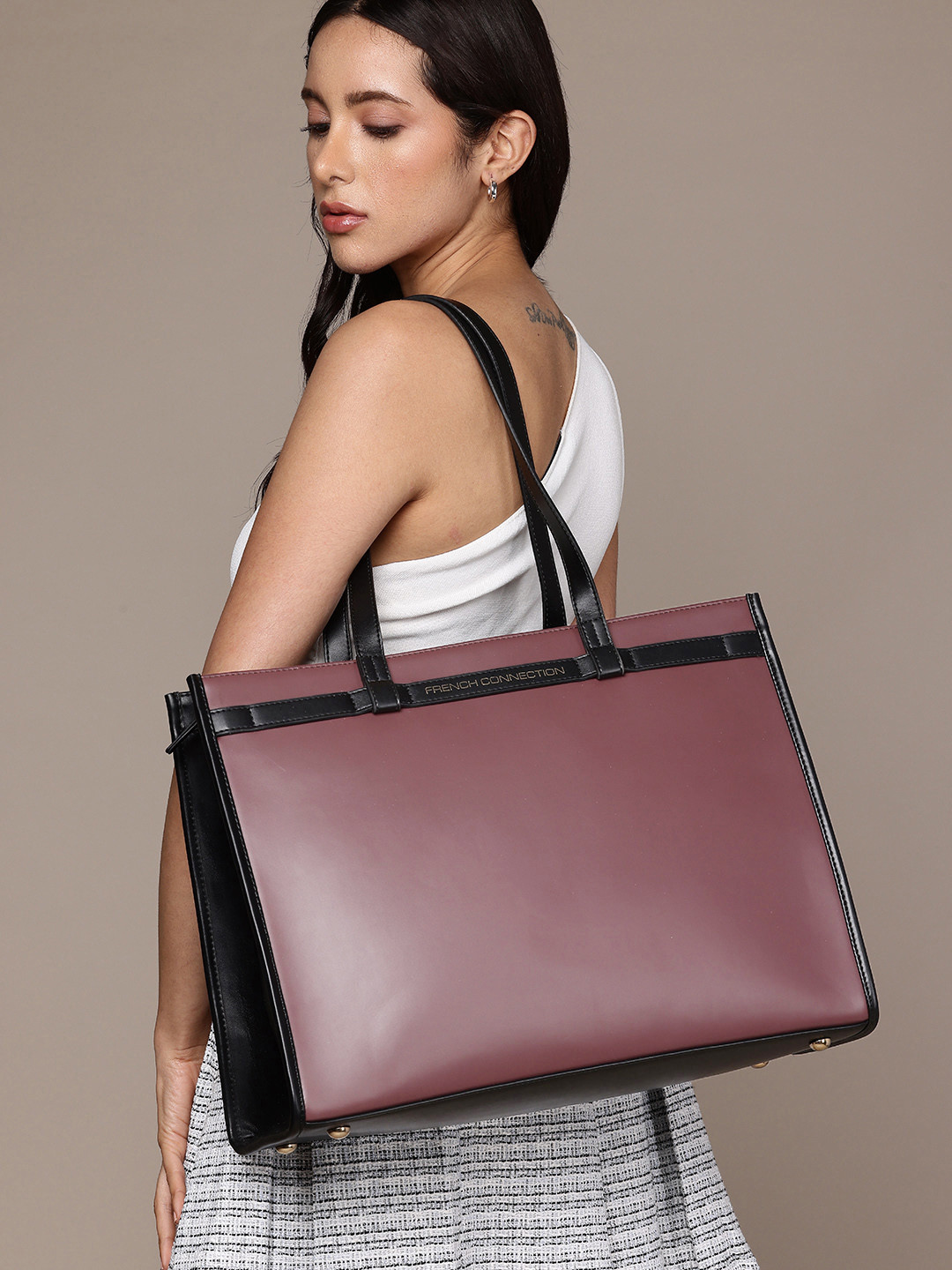 French Connection Solid Structured Office Shoulder Bag
