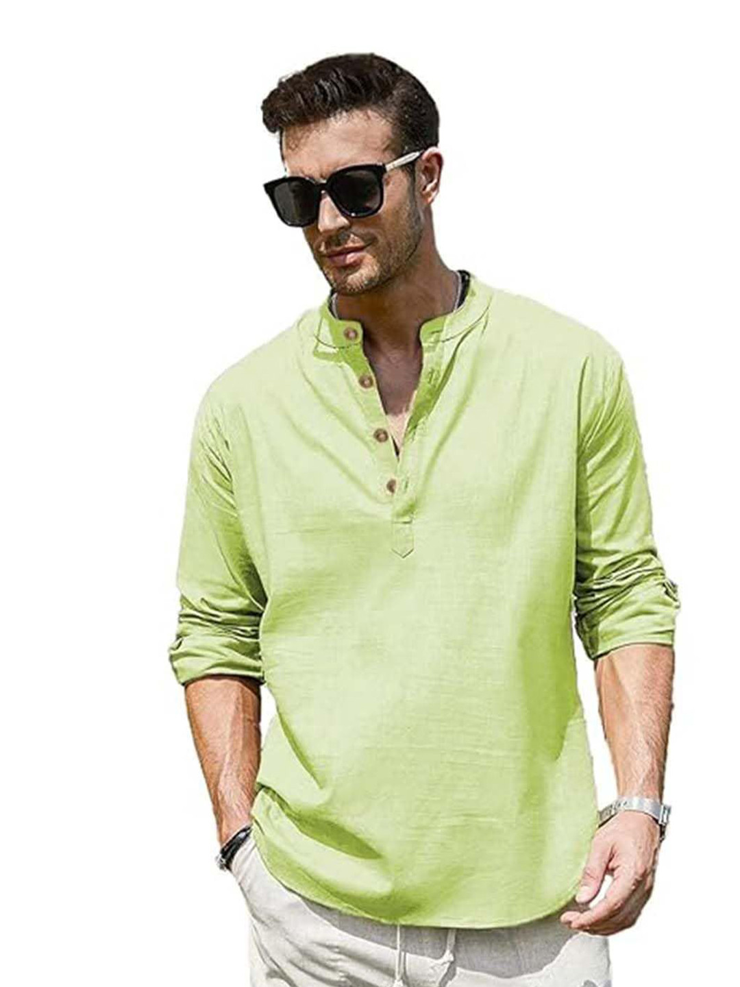 EdinWolf Men India Slim Fit Band Collar Solid Cotton Casual Kurta