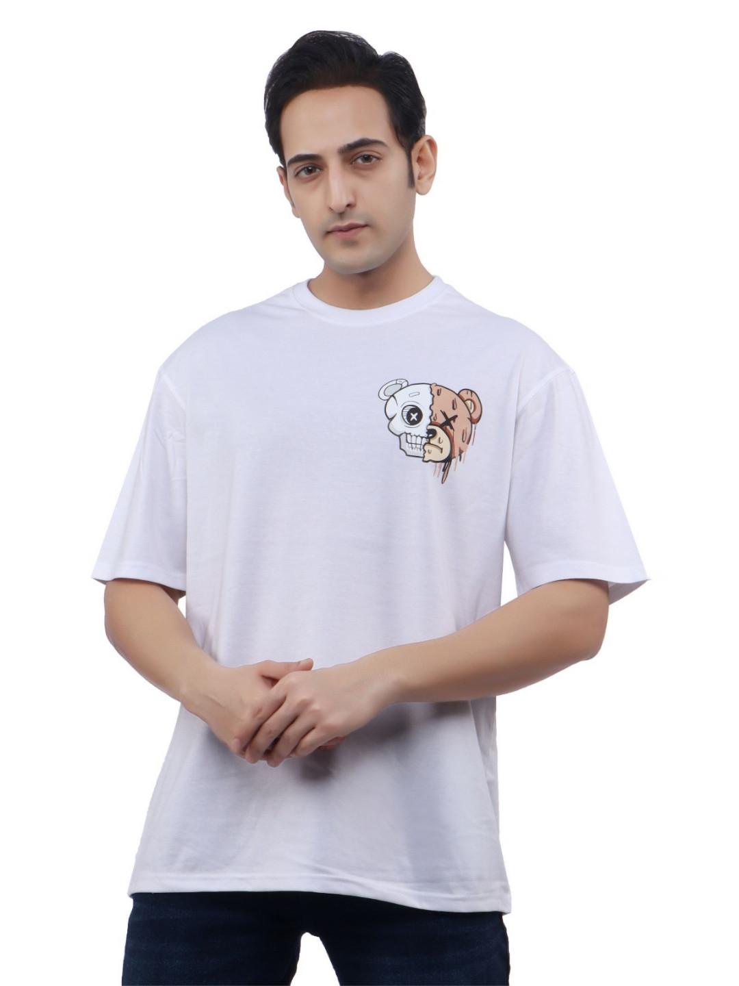 WILD ELEPHANT Men Oversized Graphic Printed Round Neck Cotton T-shirt