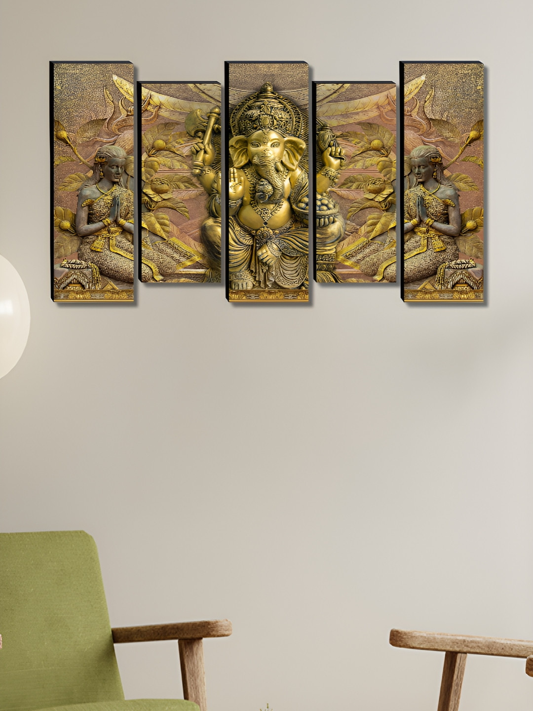Myntra Elegant Homes Lord Ganesh Canvas 5 Piece Wall Square Paintings Wall Art