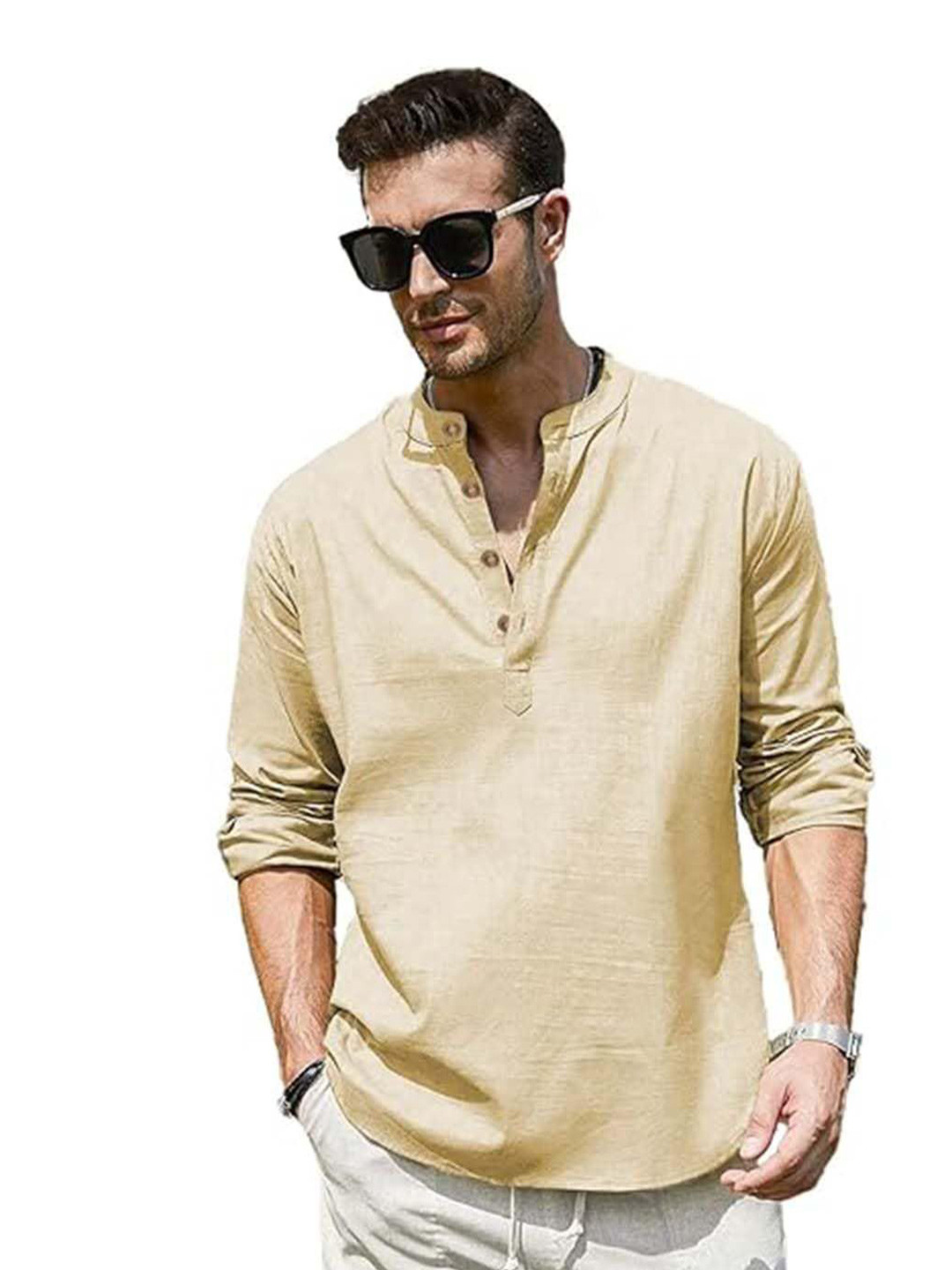 EdinWolf Men India Slim Fit Mandarin Collar Solid Cotton Casual Kurta
