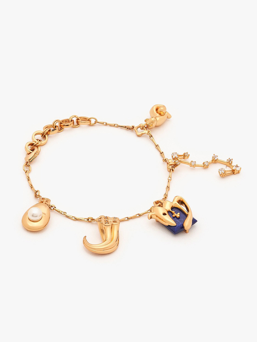 Outhouse 22K Gold-Plated Lapis Lazuli Virgo Charm Bracelet
