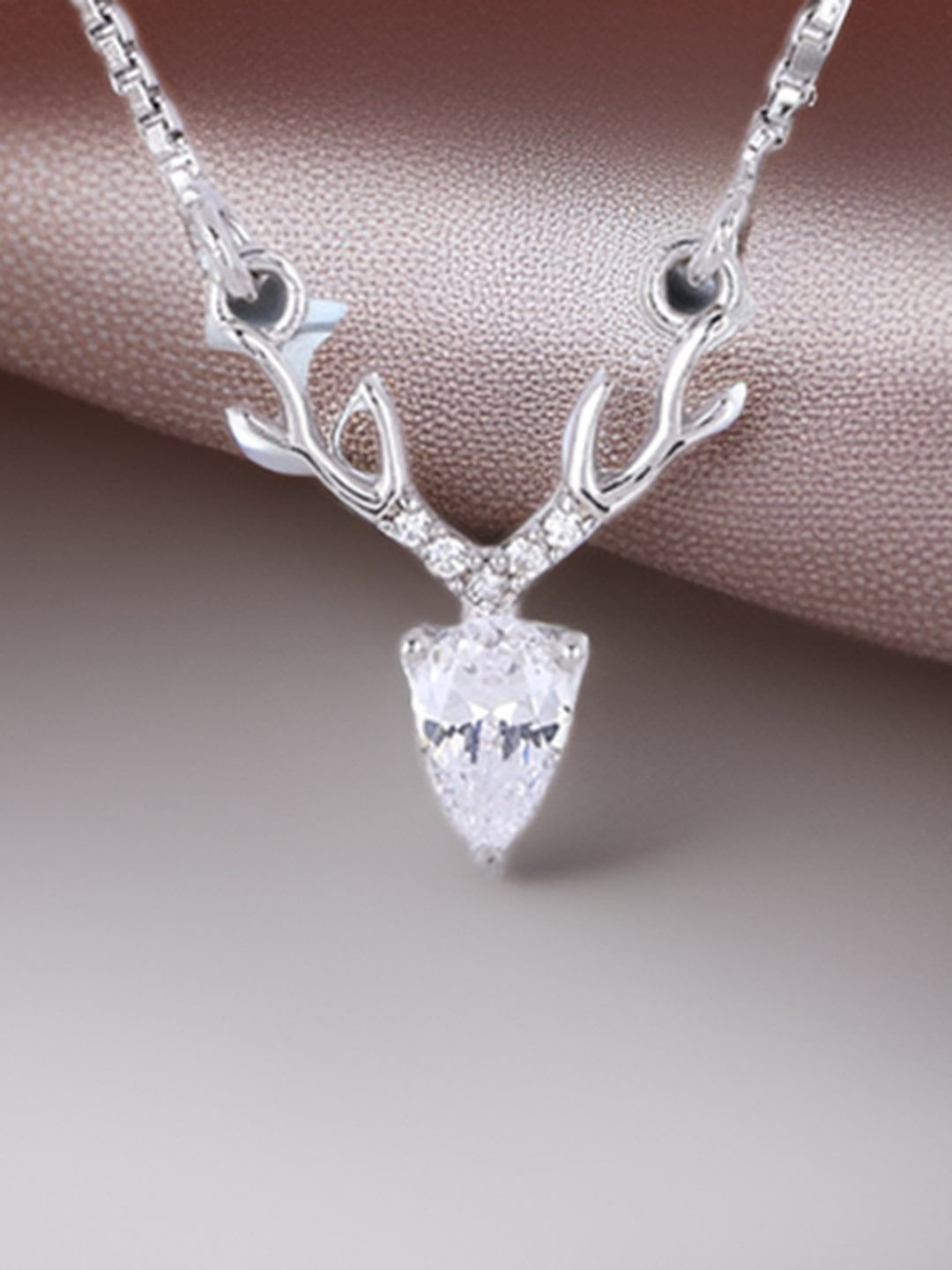 MAIRA 925 Sterling Silver Rhodium-Plated Cubic Zirconia-Studded Chain