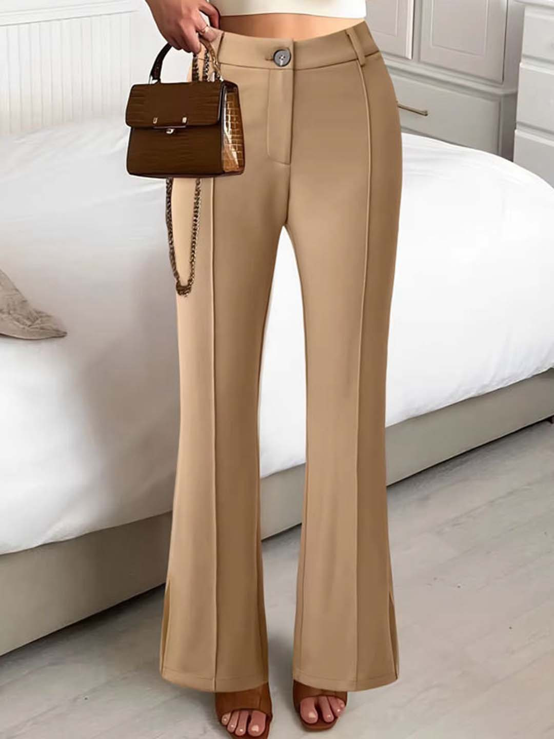 her by invictus Women High-Rise Regular Fit Bootcut Trousers
