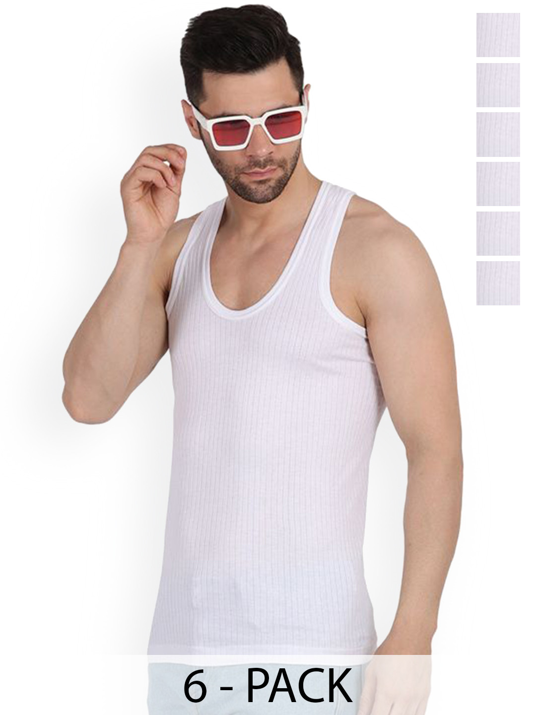 EAZY Men Pack Of 6 Parker Round Neck Vest