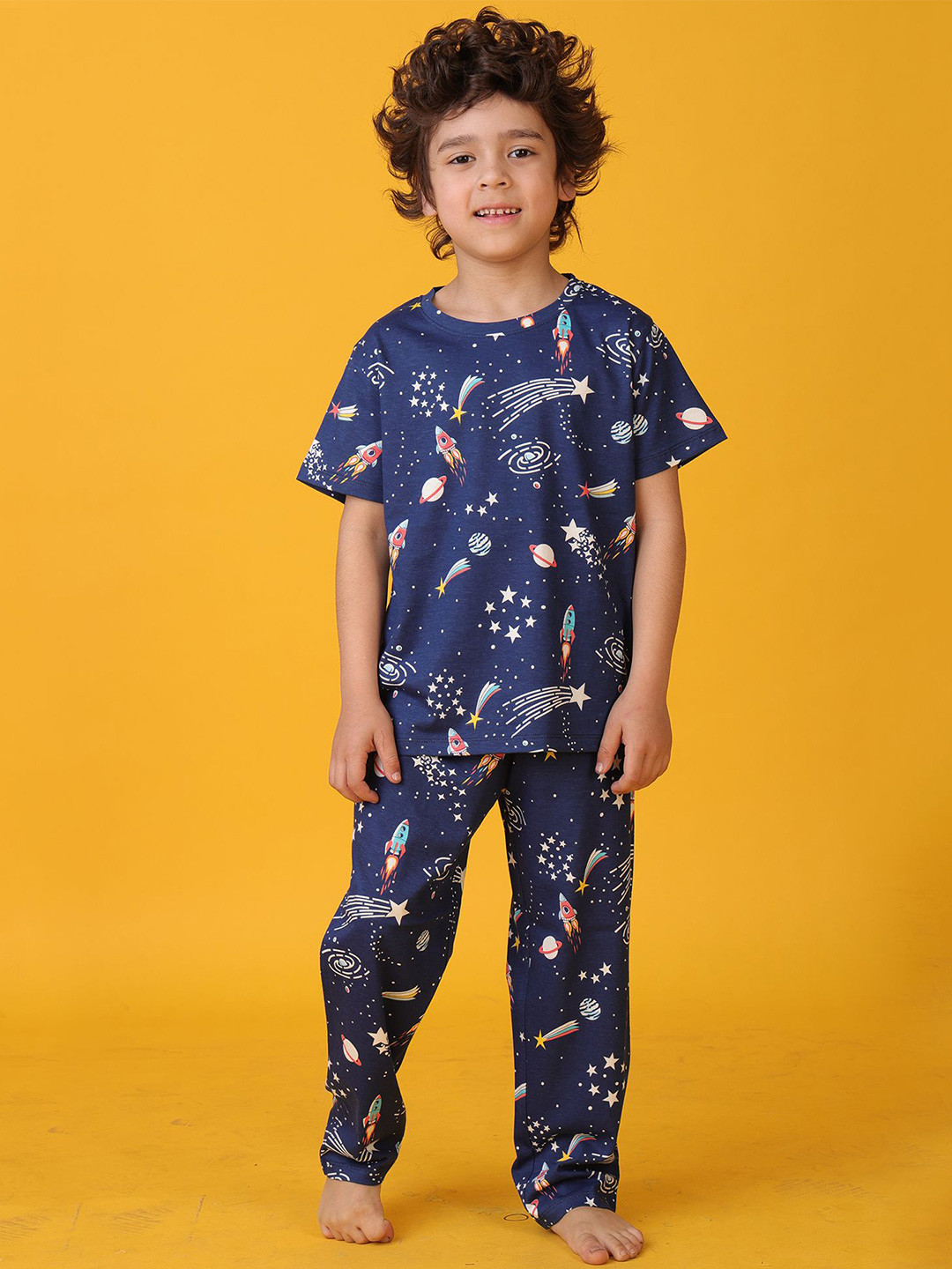 Anthrilo Boys Solar Dreams Short Sleeve Pyjama Set Blue Night suit