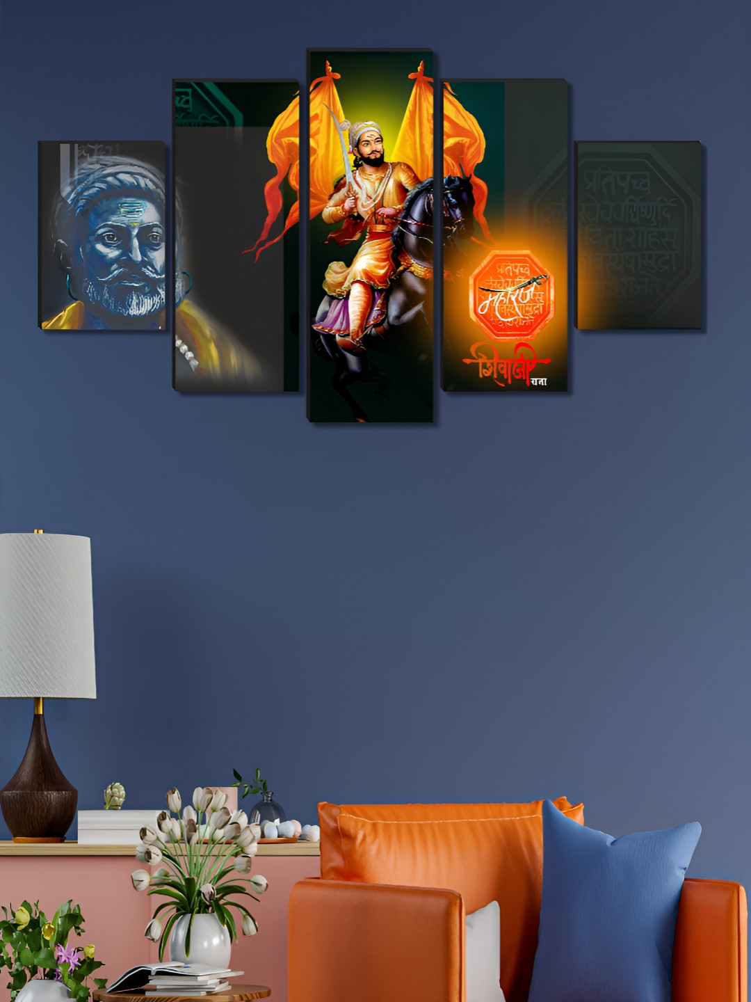 Myntra Elegant Homes Black & Green 5 Pieces Wood Religious Wall Paintings
