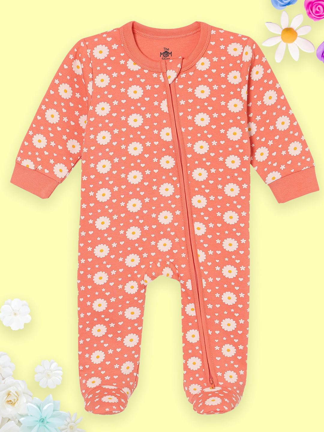 The Mom Store Kids Printed Zipper Cotton Sleepsuit