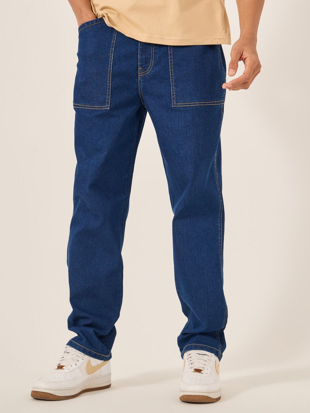 Styli Men Relaxed Fit Contrast Top Stitch Jeans