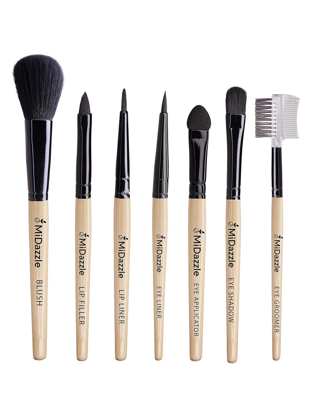 Omidazzle Set Of 7 Wooden Medium Brush Set - Brown - MIMB00518