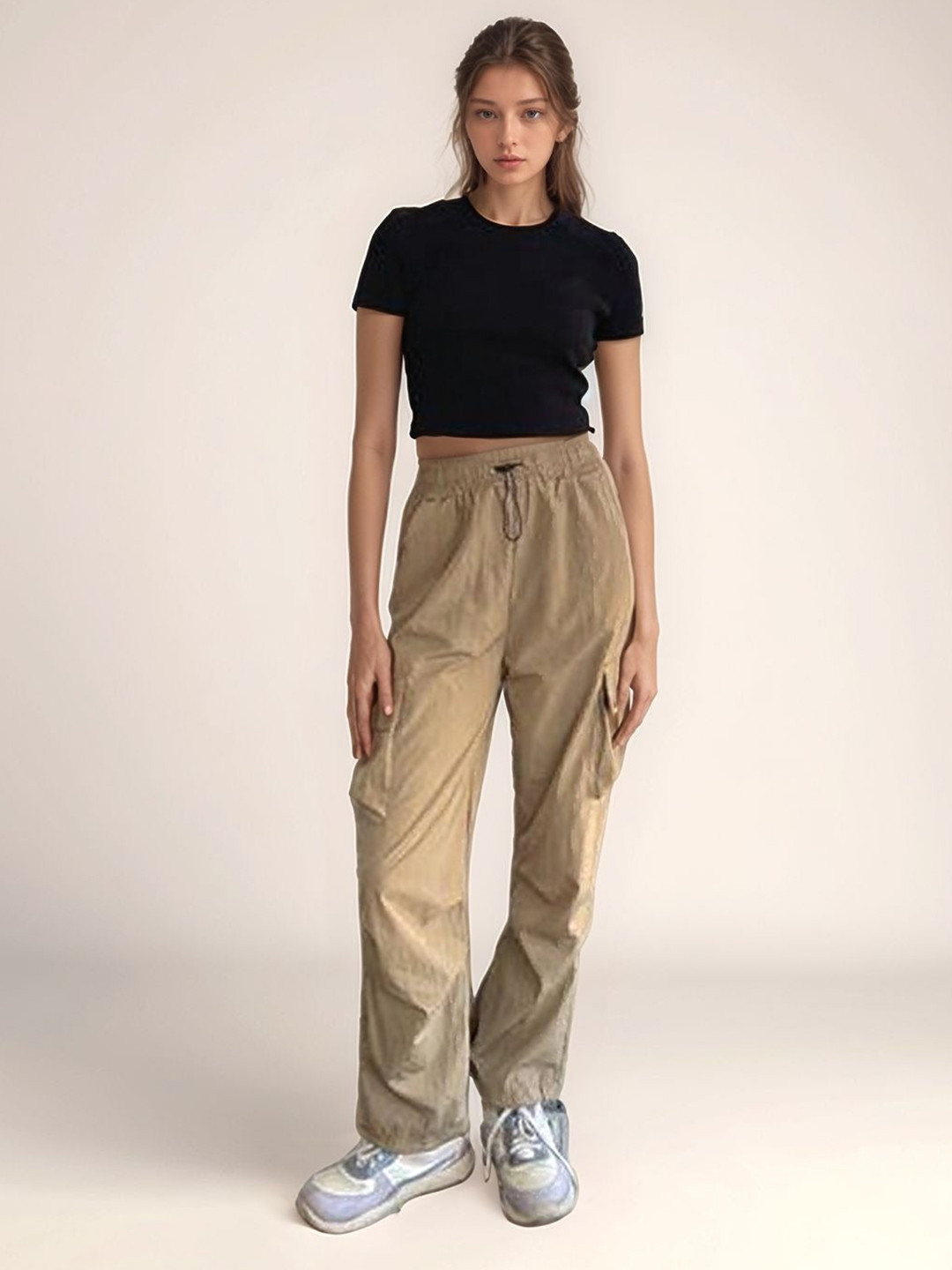 Outzidr Khaki Parachute Cargo Pants