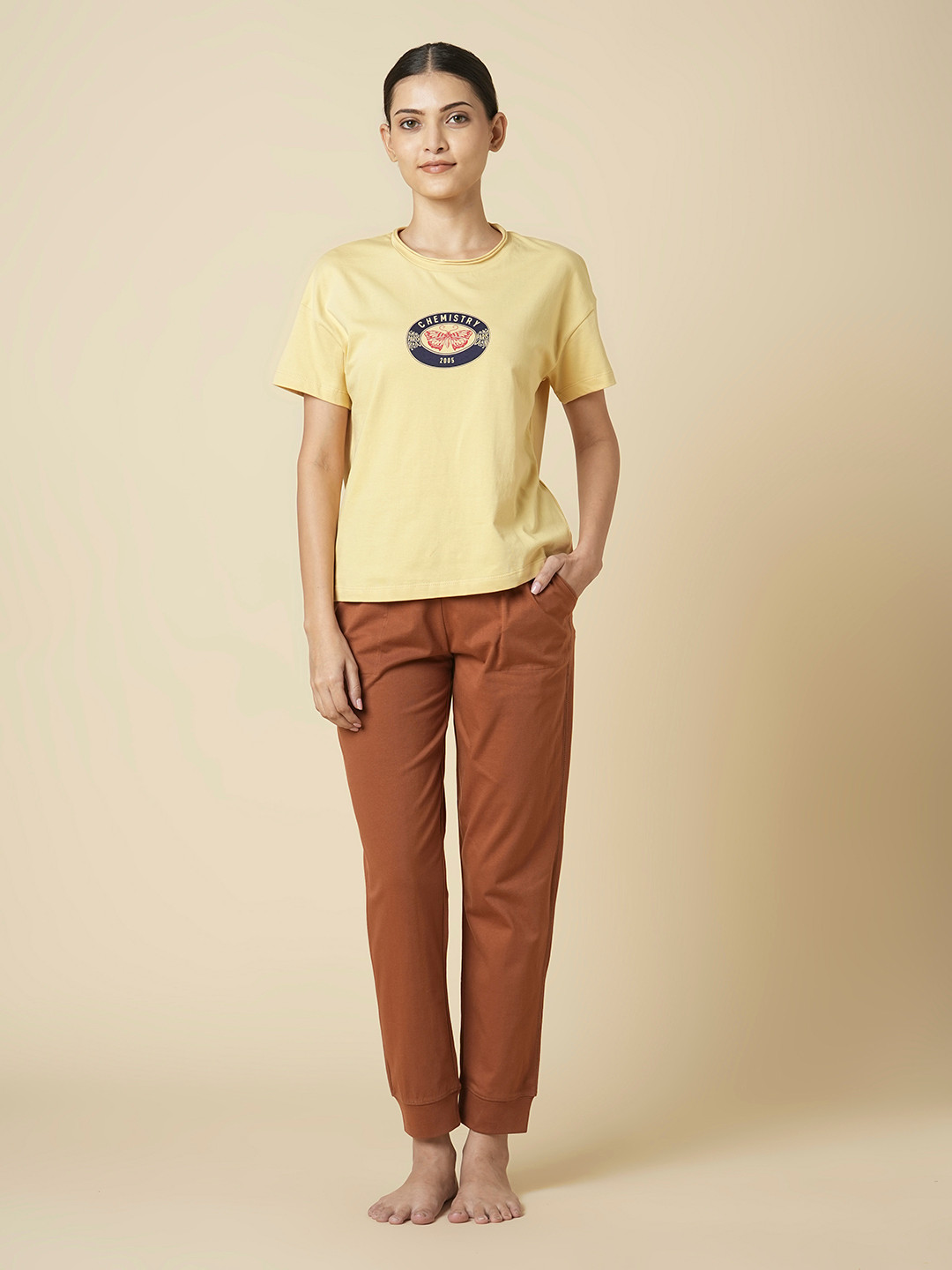 Chemistry Women Pure Cotton Brand Logo Printed Night suit