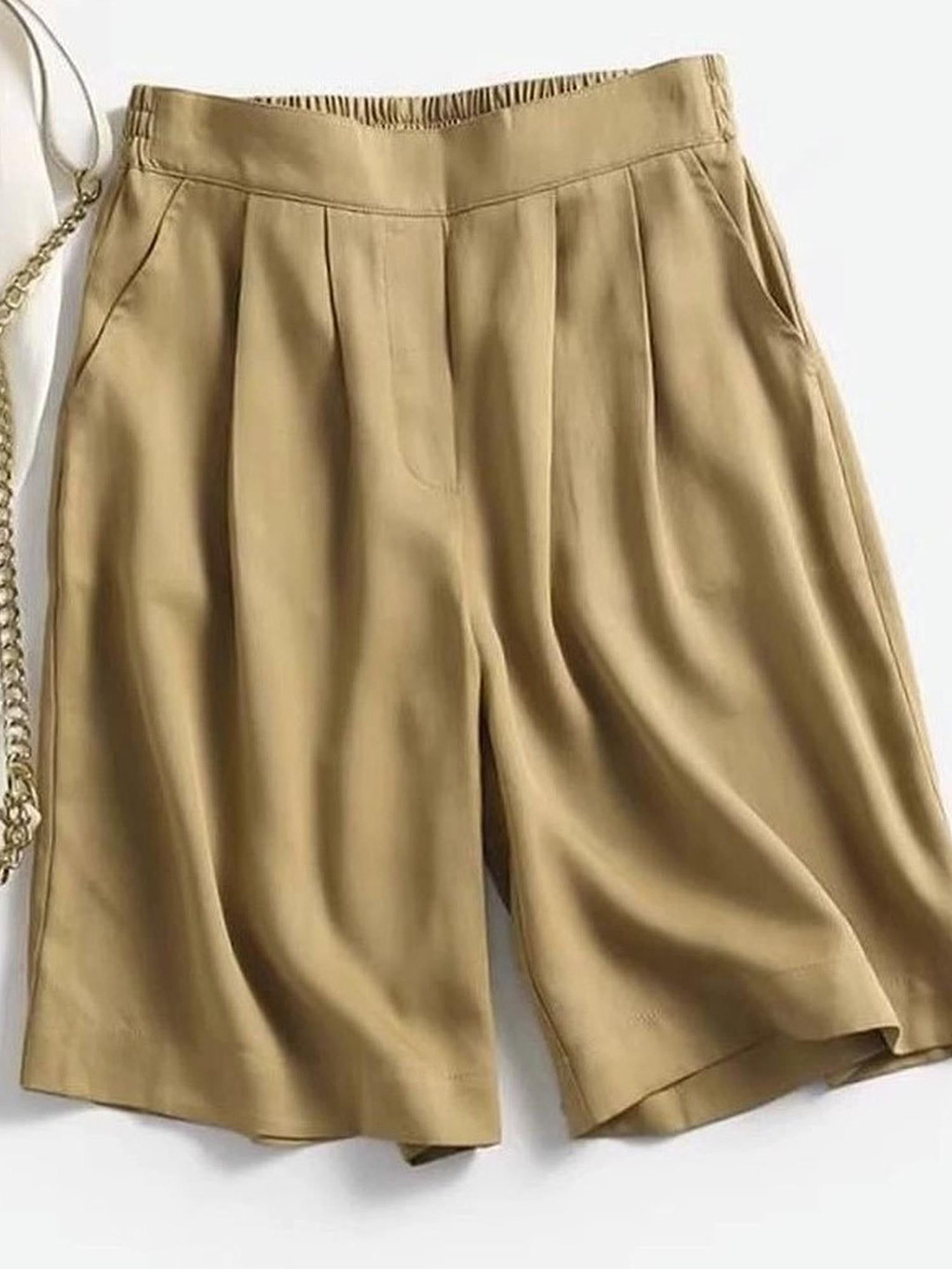 Outzidr Women Elasticated Pleated Shorts