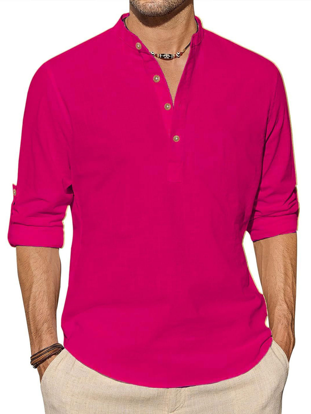 EdinWolf Men India Slim Fit Band Collar Solid Cotton Casual Kurta