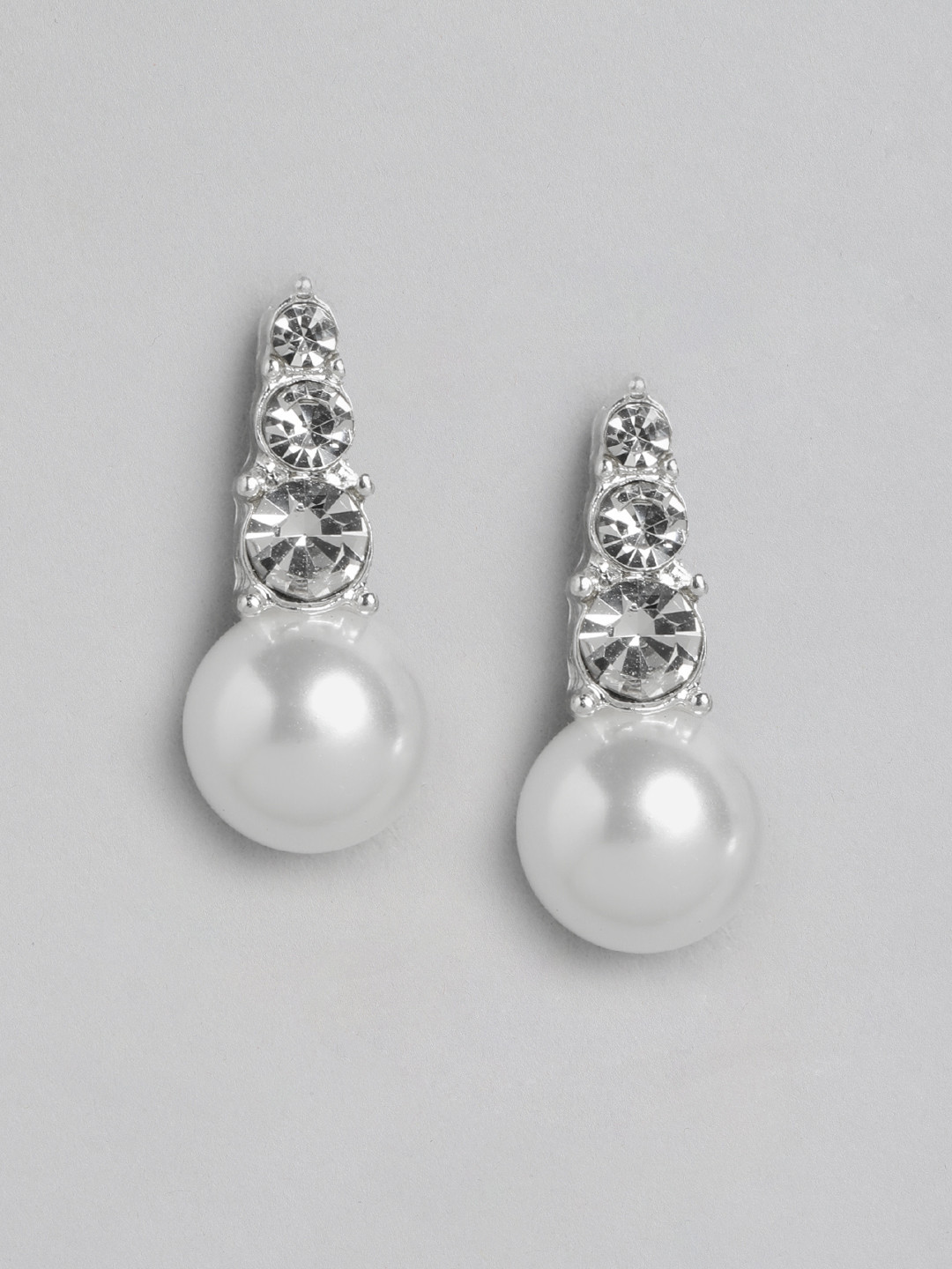 Forever New Silver Plated Artificial Bead Studded Spherical Studs Earrings