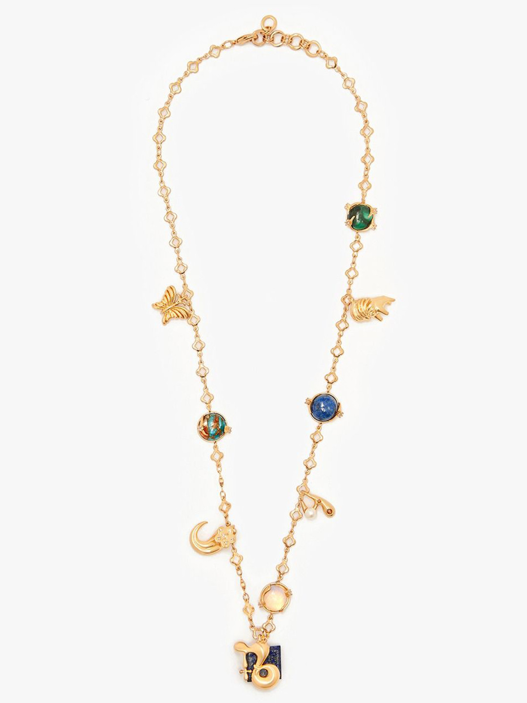 Outhouse Capricon Vintage Celestial Halo 22K Gold-Plated Lapis Lazuli Studded Chain