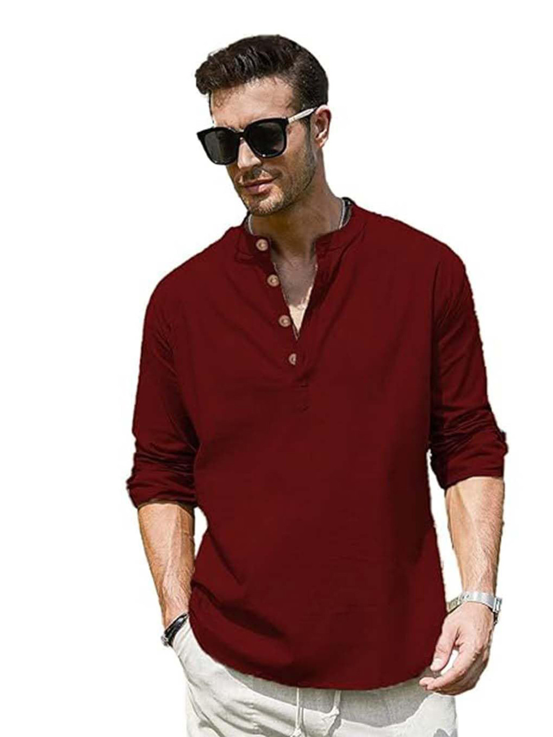 EdinWolf Men India Slim Fit Band Collar Solid Cotton Casual Kurta