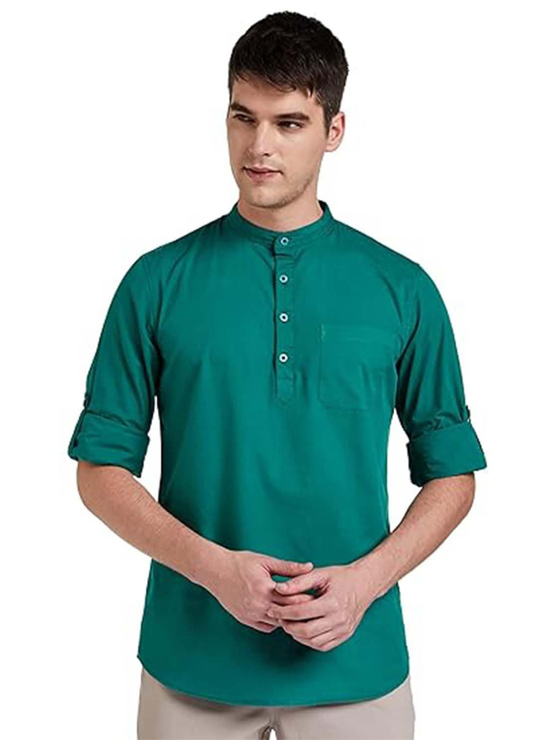 EdinWolf Men India Slim Fit Mandarin Collar Solid Cotton Casual Kurta