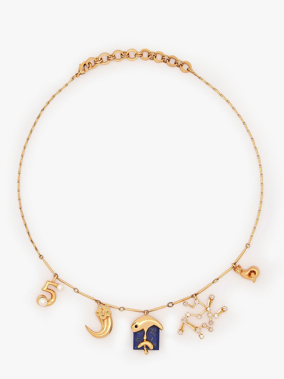 Outhouse Sagittarius 22K Gold-Plated Lapis Lazuli Studded Chain