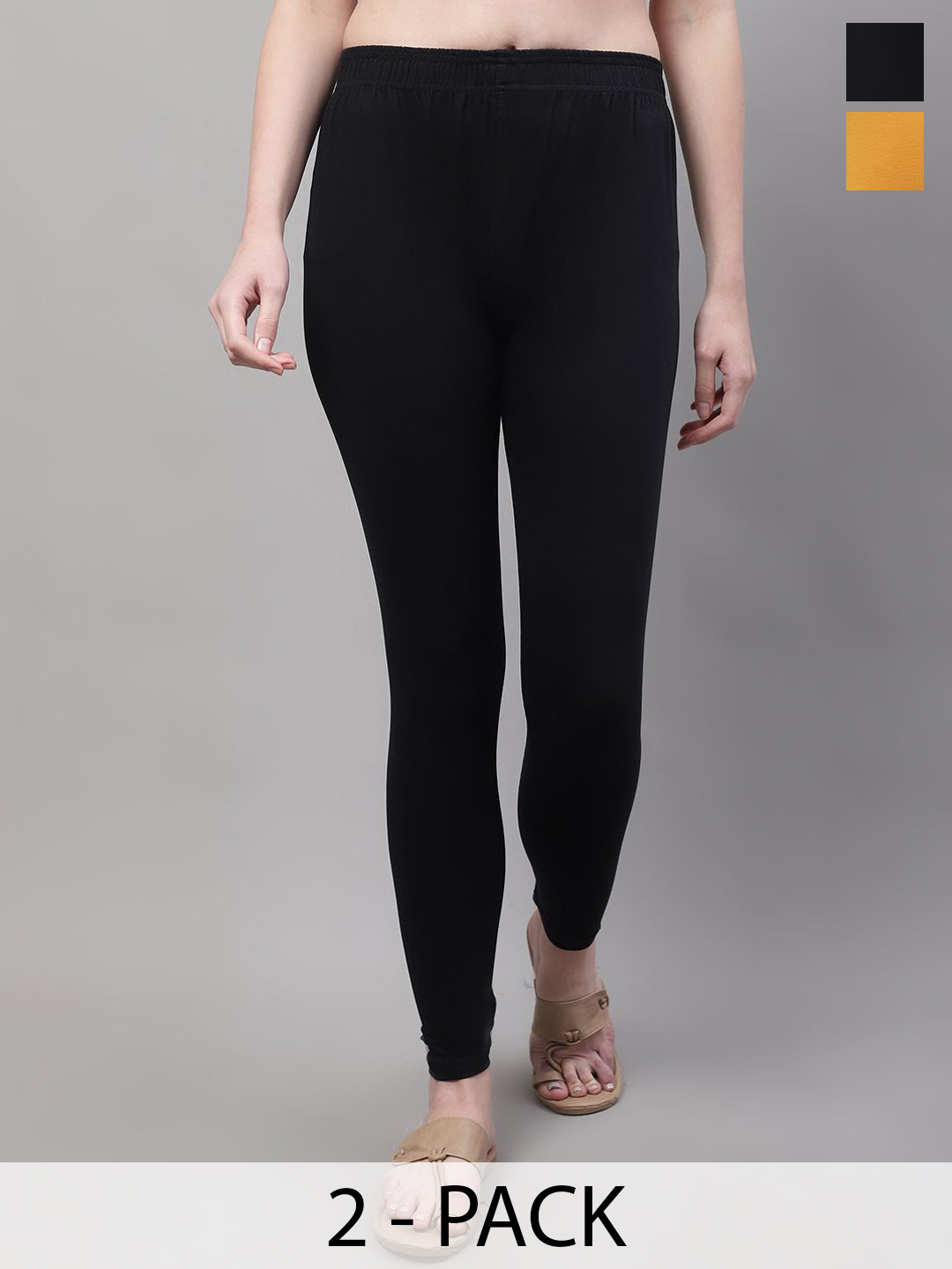 Valles365 by S.C. Women Set Of 2 Cotton Ankle-Length Plus Leggings