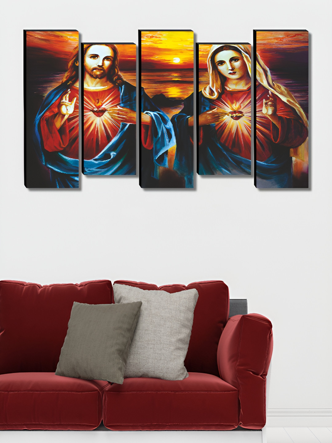 Myntra Elegant Homes Yeshu Canvas 5 Piece Wall Rectangle Paintings Wall Art