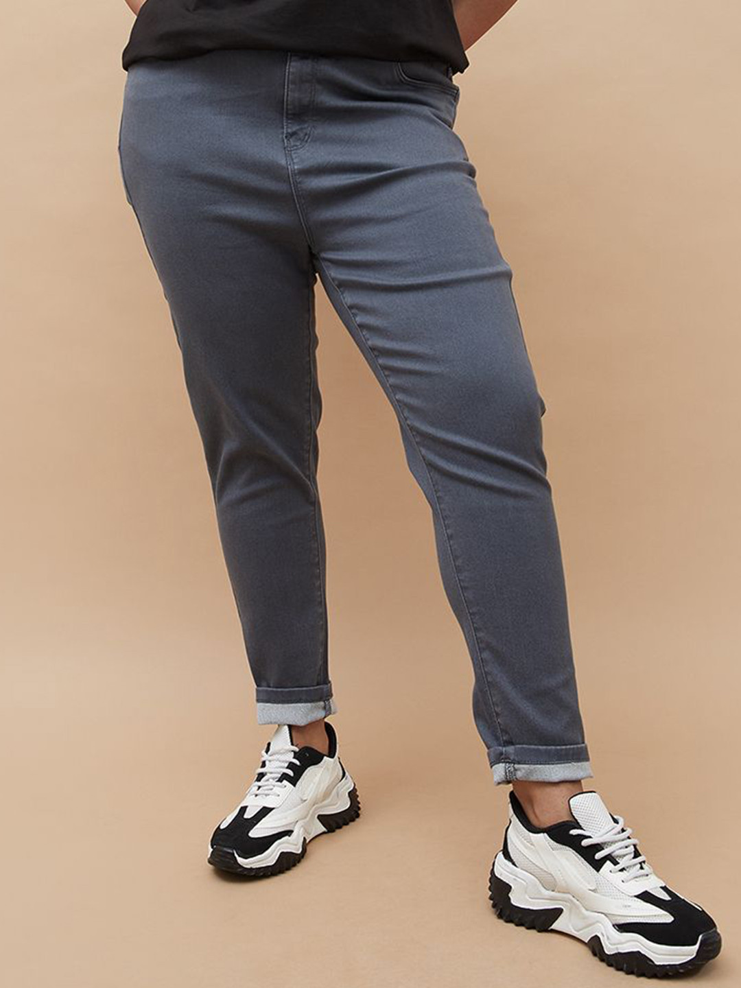 Nexus by Lifestyle Women Grey Plus Size Solid Skinny Pants