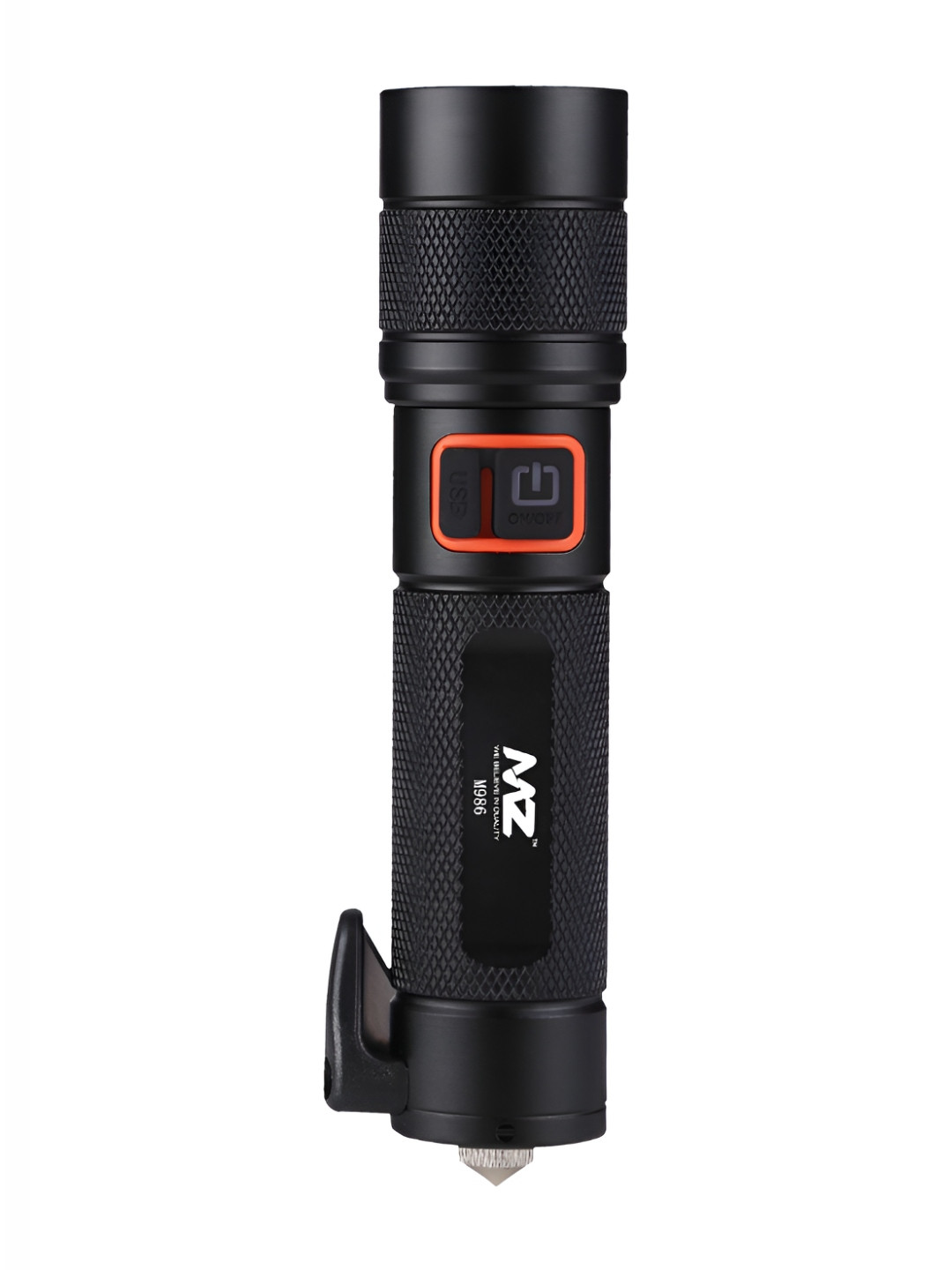 MZ M986 Black Metal Rechargeable Led Flashlight