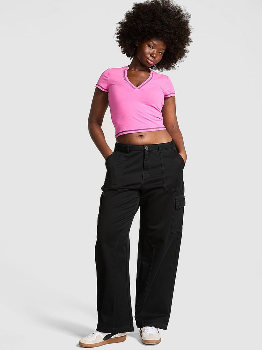 Victoria's Secret PINK Women Relaxed-Fit Pure Cotton Mid-Rise Cargos