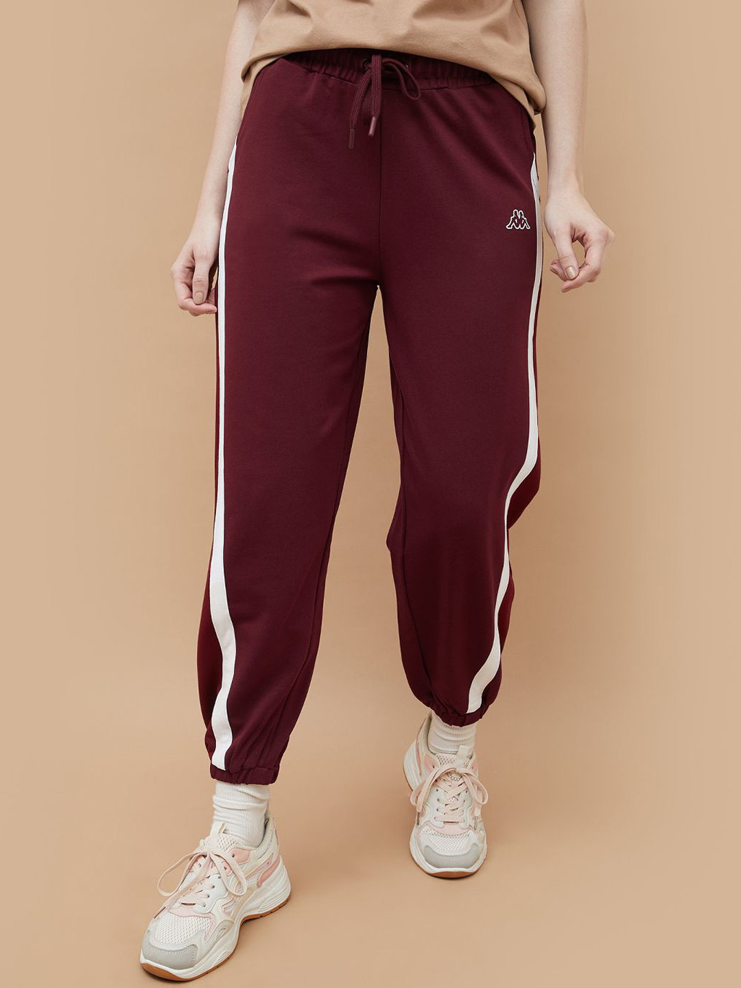 Kappa Women Regular Fit Mid Rise Flat-Front Joggers