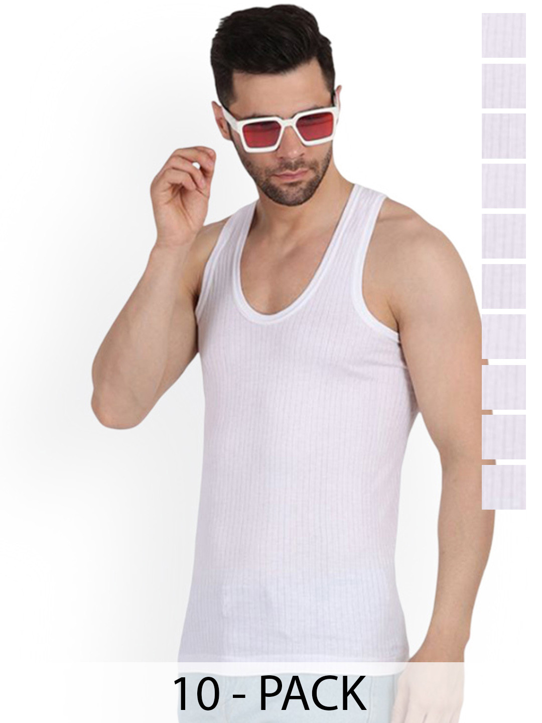 EAZY Men Pack Of 10 Parker Round Neck Vest