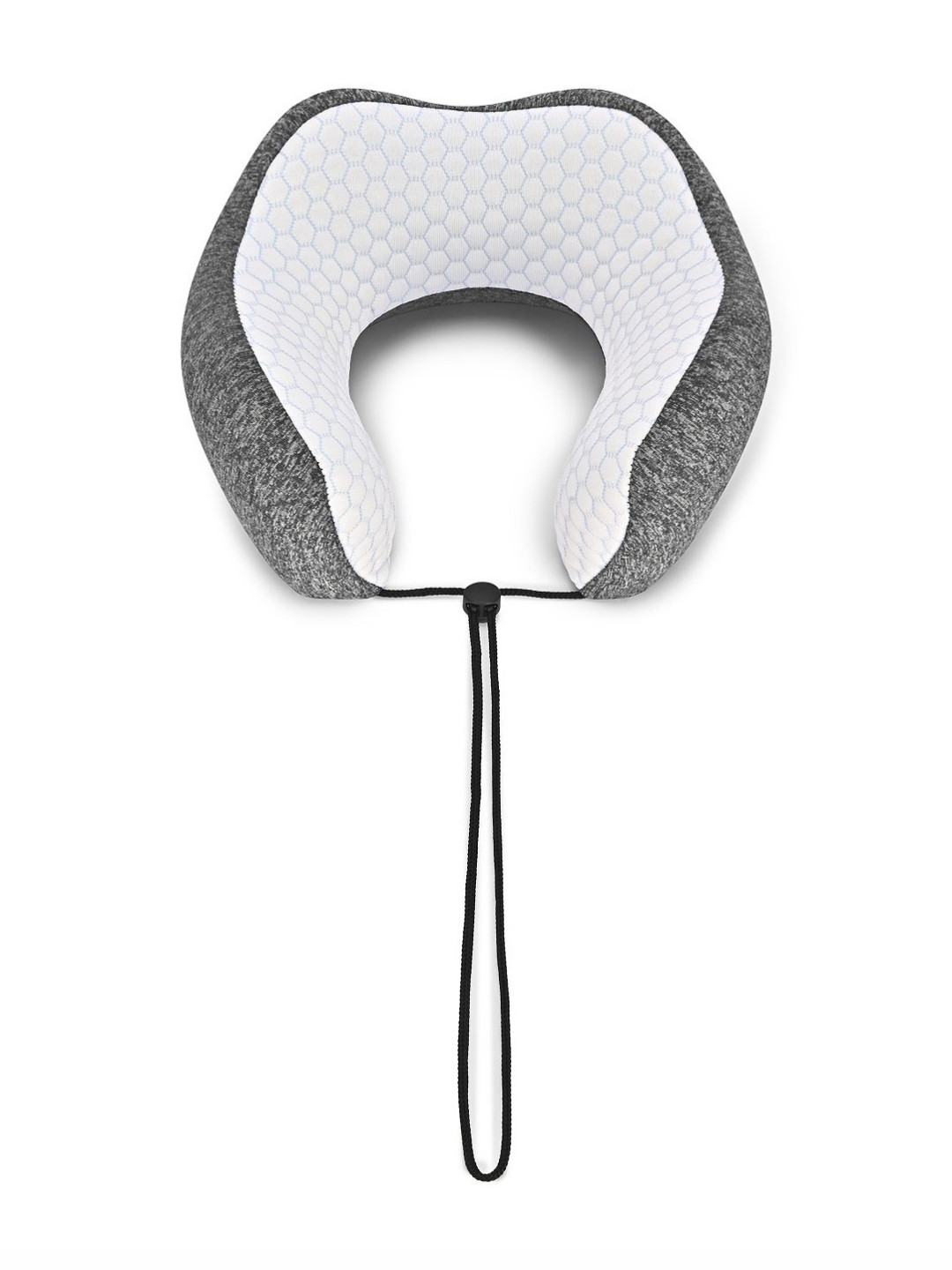 VIP Grey Solid Polyester Firm Memory Foam Travel Pillow-16 x 28 x 28 cm