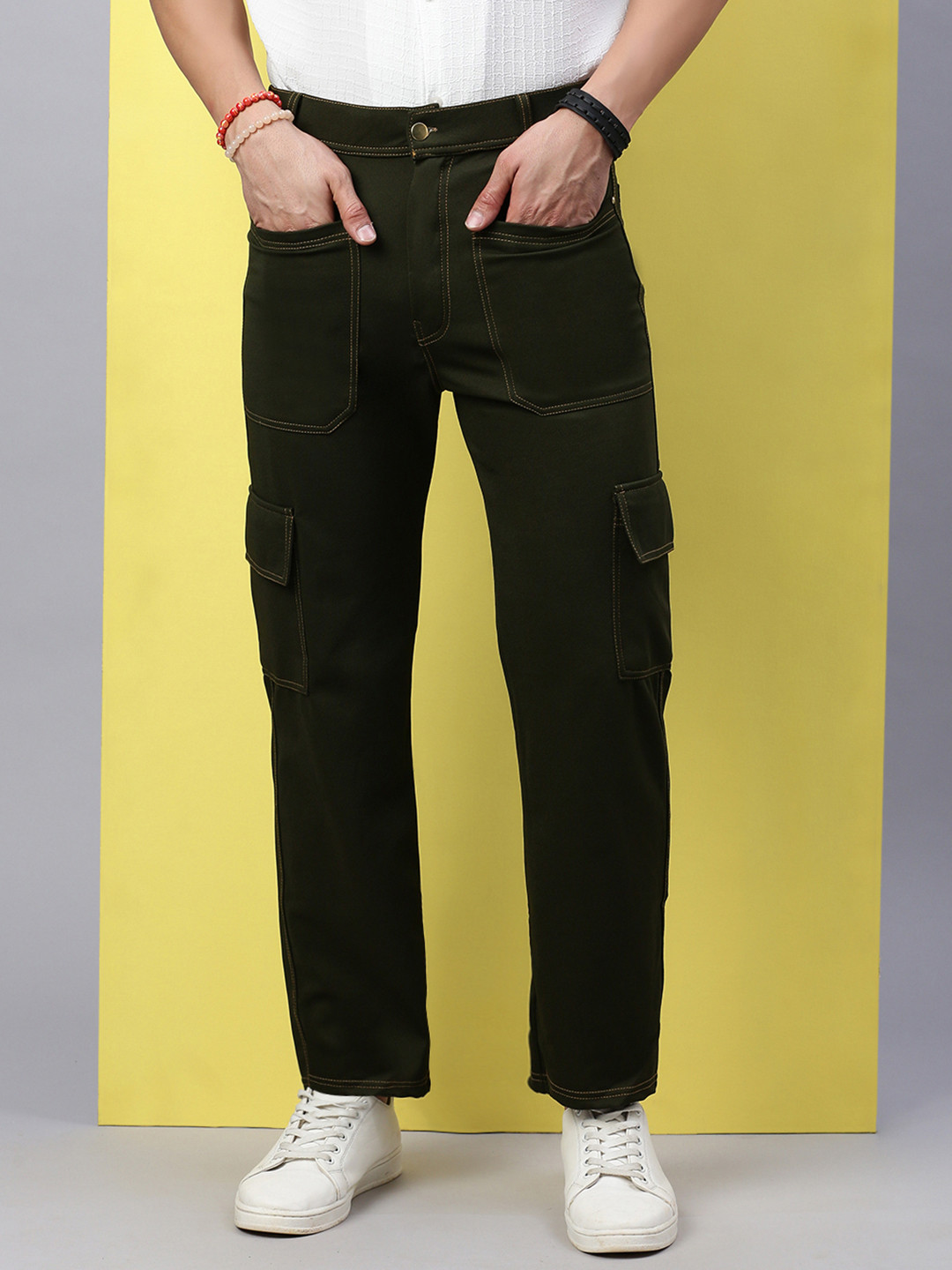 VOXATI Men Relaxed Cargos Trousers