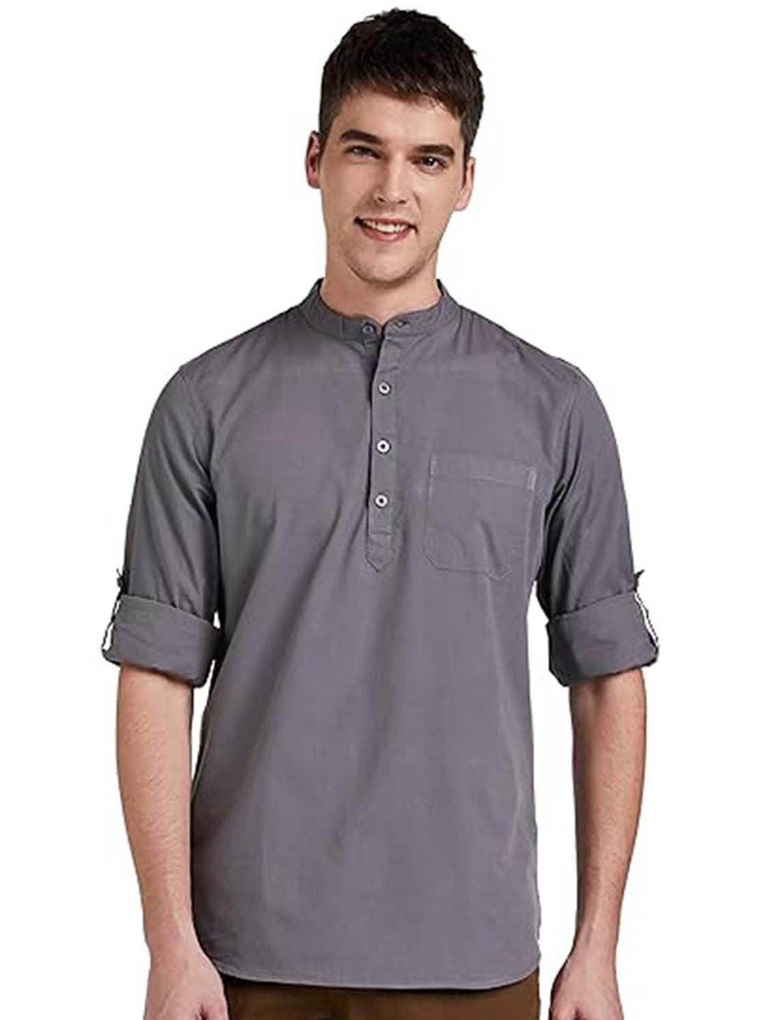 EdinWolf Men India Slim Fit Band Collar Solid Cotton Casual Kurta