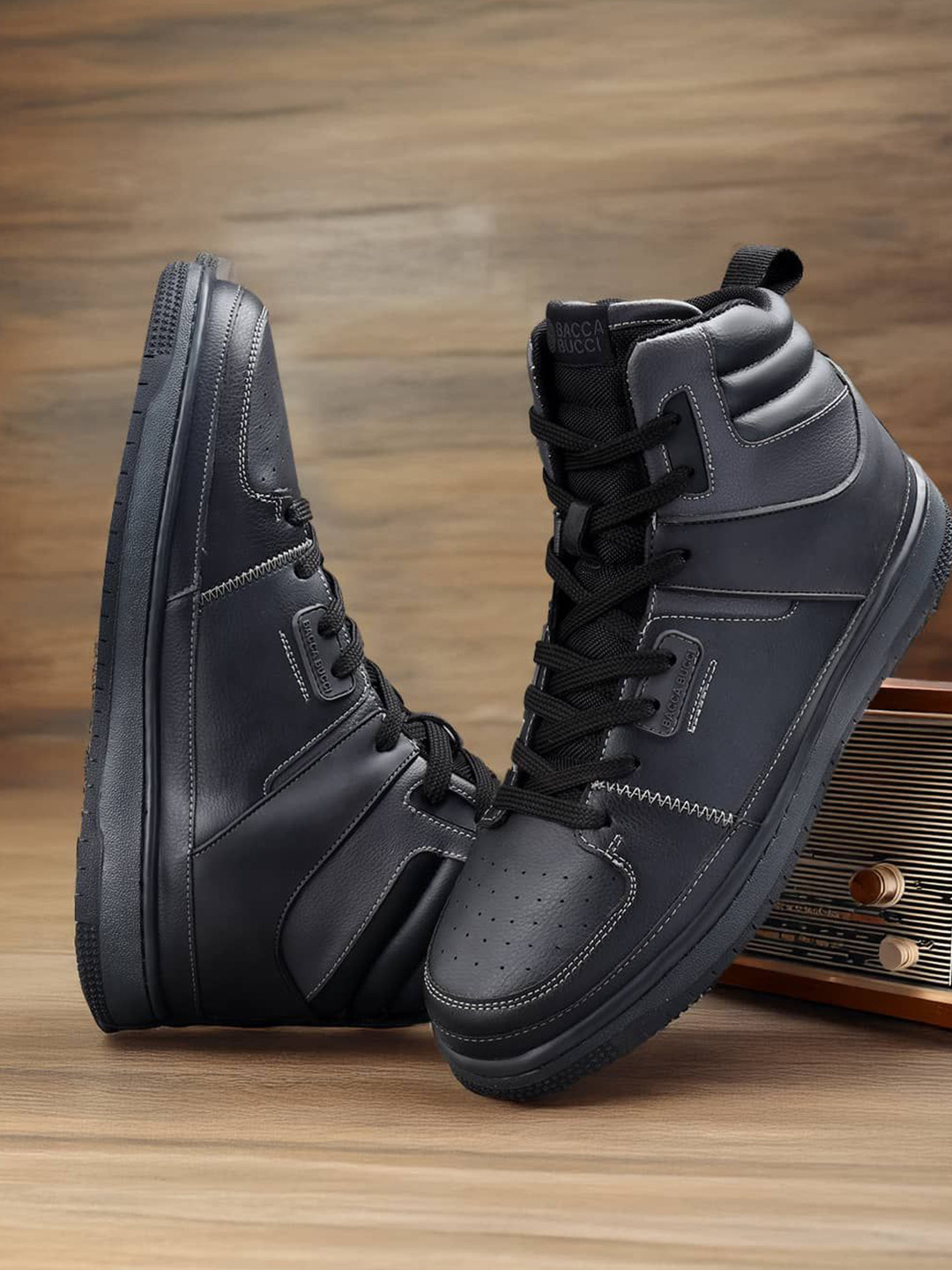 bacca bucci Men Gourmet Collection: High-Top Sneakers Inspired by Dessert Indulgence Black