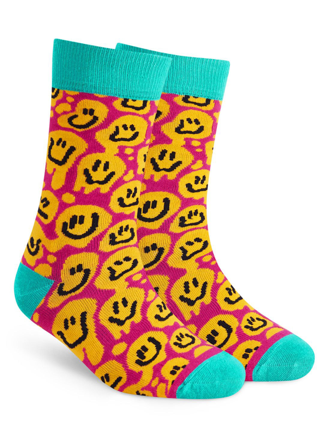 Dynamocks Unisex Smiley Printed Calf Length Socks