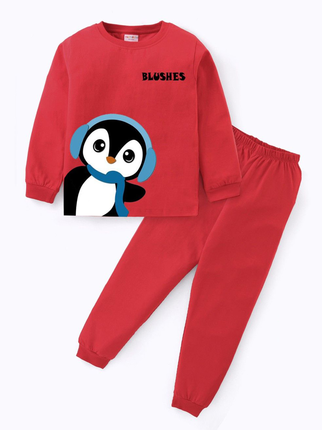 BLUSHES Kids High Penguin Printed Pure Cotton Night Suit