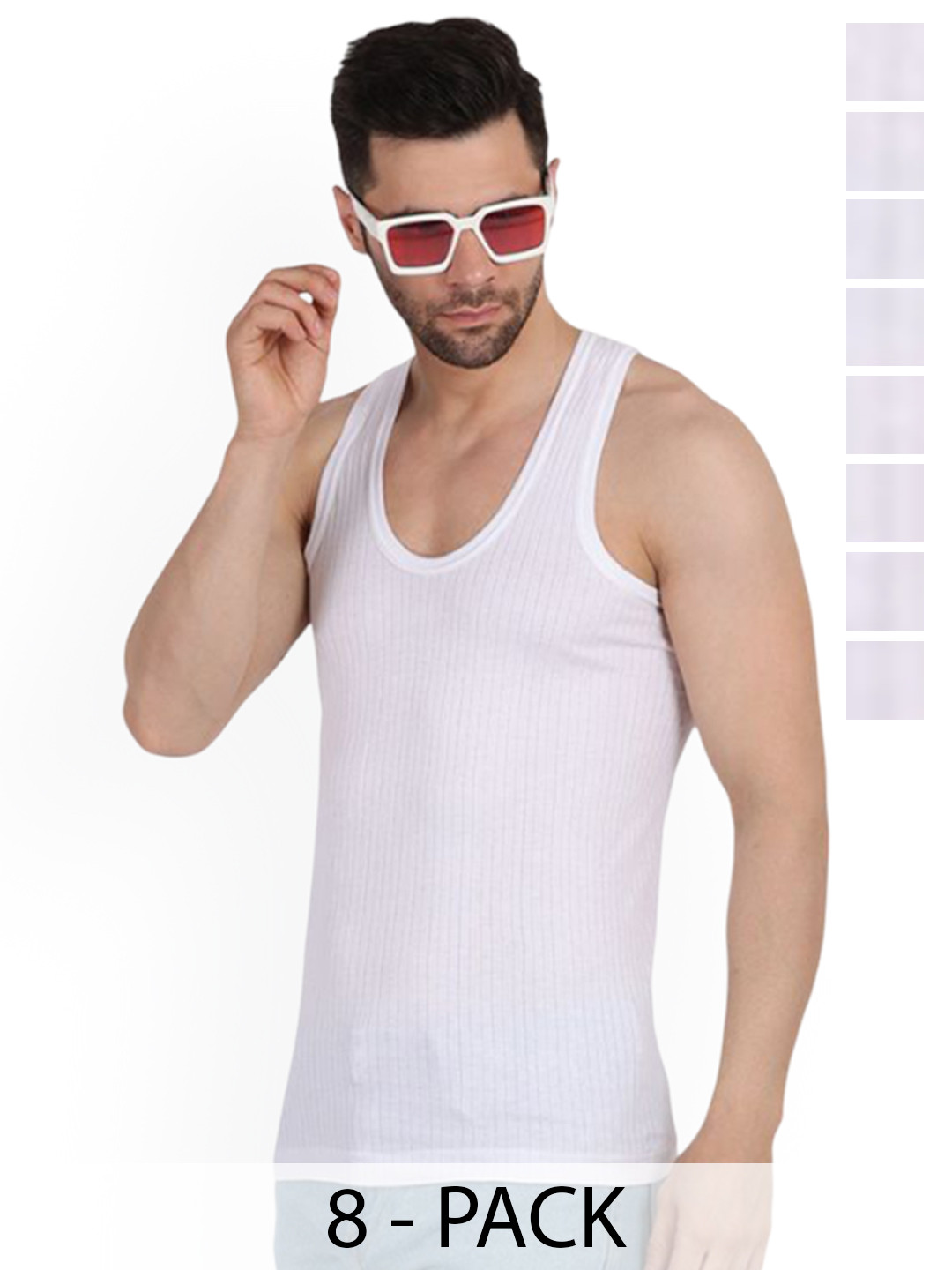 EAZY Men Pack Of 8 Parker Round Neck Vest