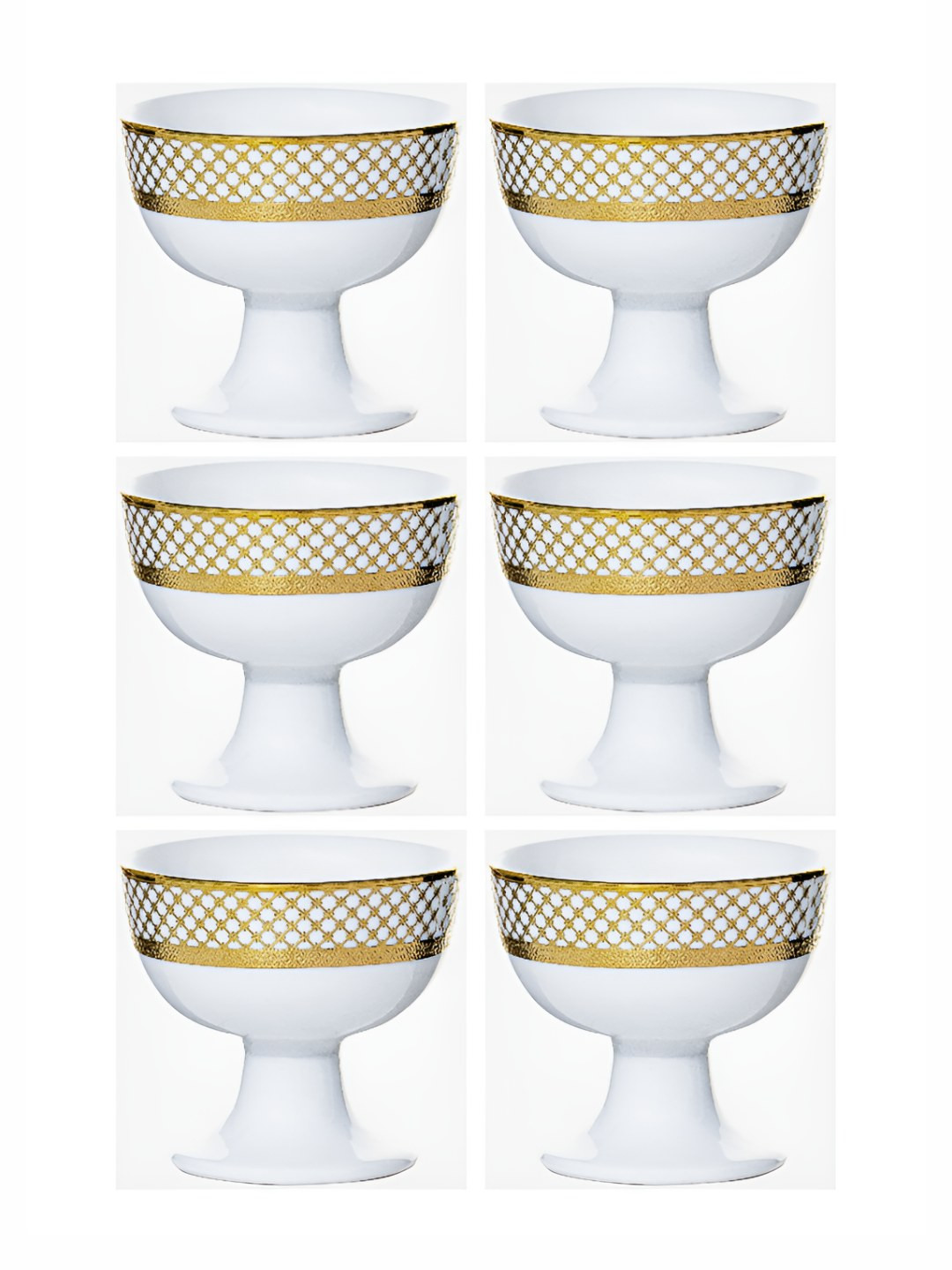 Roxx White 6 Pieces Porcelain Footed Dishwasher Safe Serving Bowl