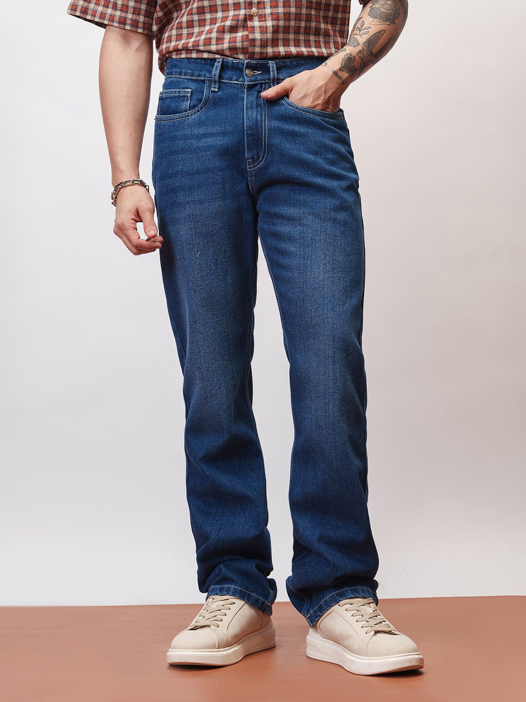 FREAKINS Men Endless Blue Men's Slim Straight Jeans