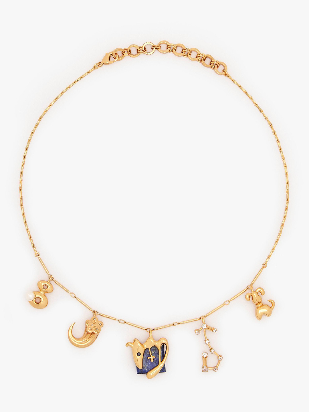 Outhouse Scorpio Vintage 22K Gold-Plated Lapis Lazuli Studded Chain