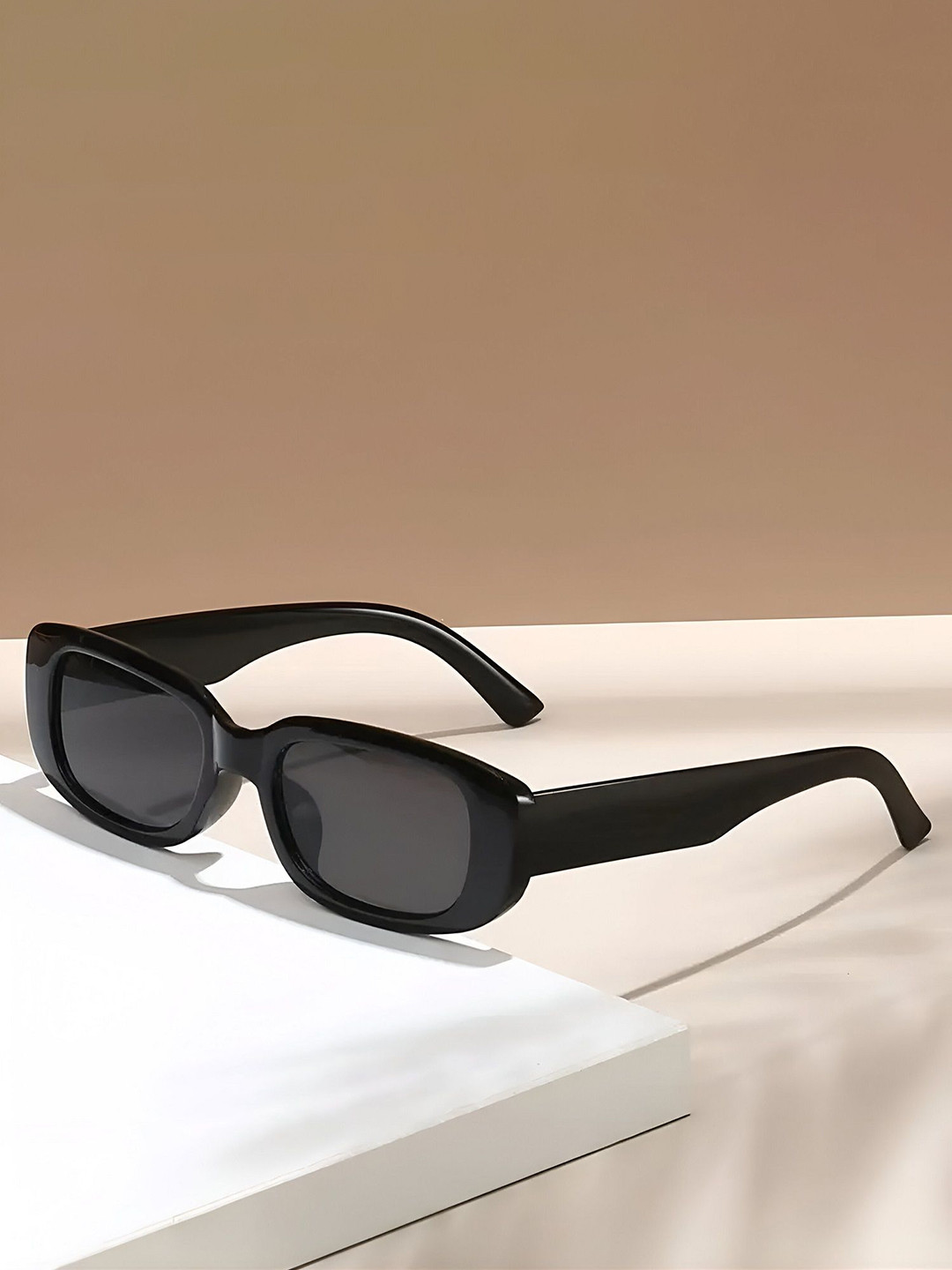 FUNGLASSES Unisex Rectangle Sunglasses with UV Protected Lens CANDY BLACK HD