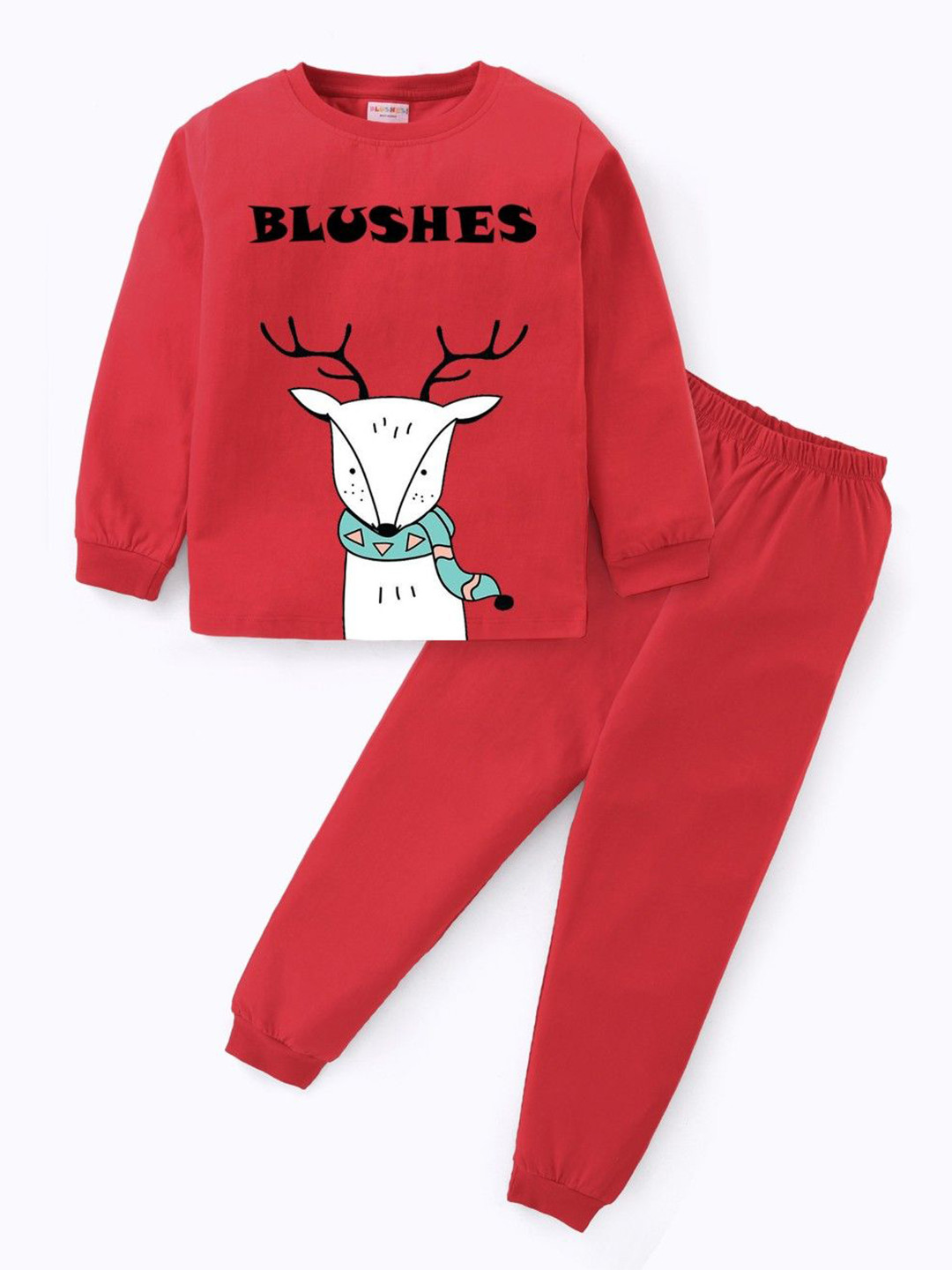 BLUSHES Kid Printed Pure Cotton Night Suit