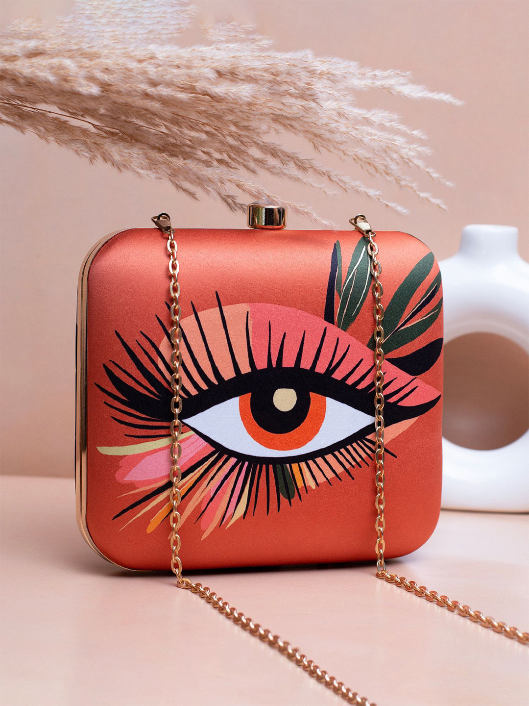 ARTKLIM Eye Printed Shoulder Strap Buckle Detail Box Clutch