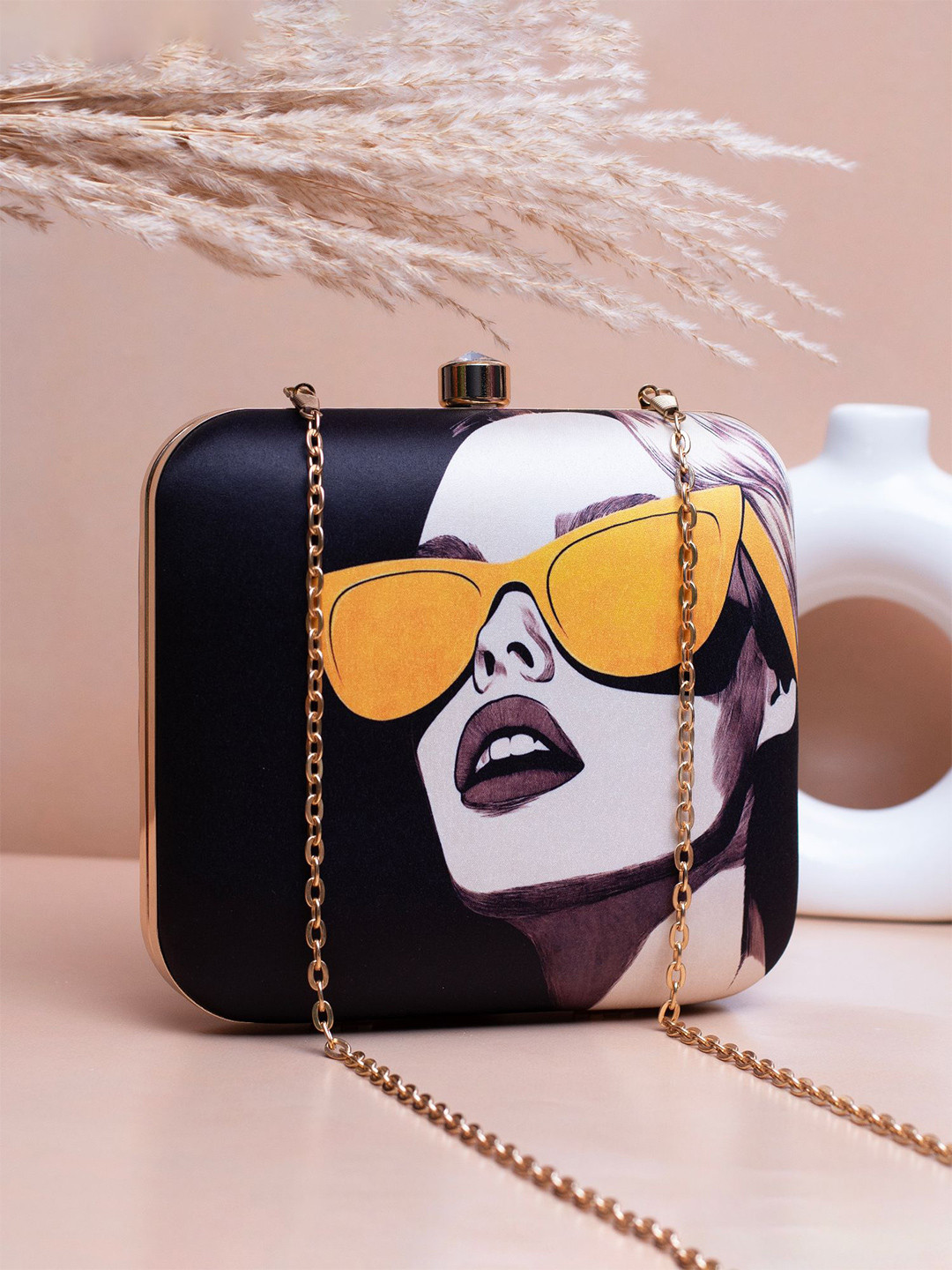 ARTKLIM Portrait Printed Shoulder Strap Box Clutch