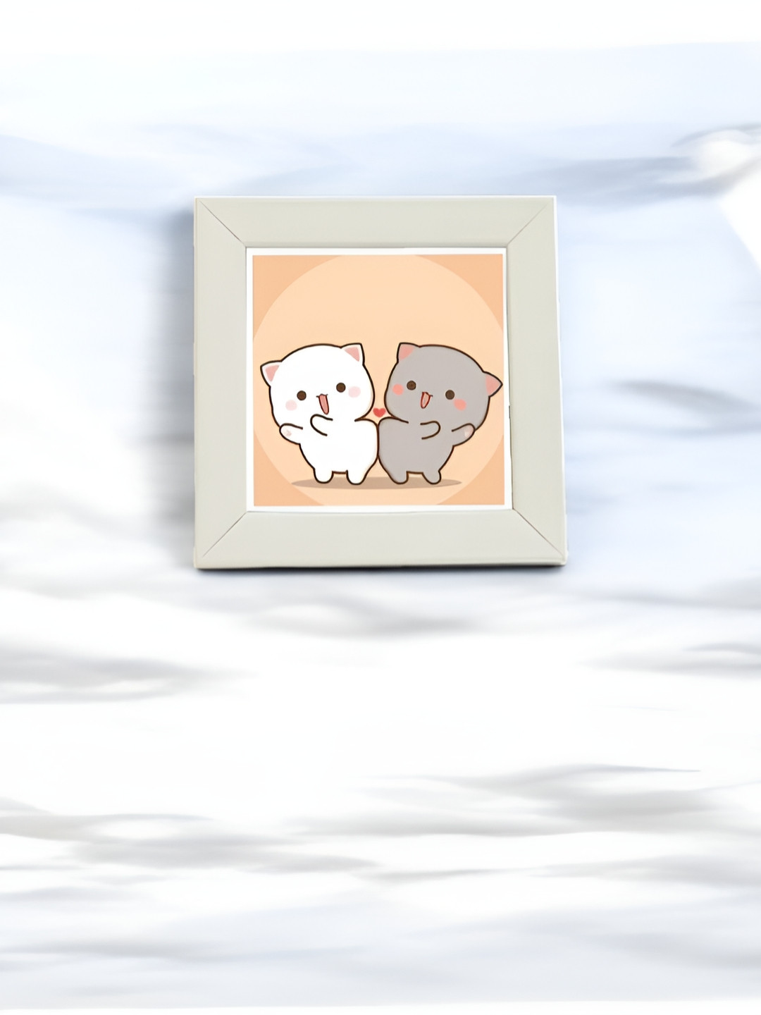 Anikmart White & Orange Self Design MDF Anime Design Table Top Frame