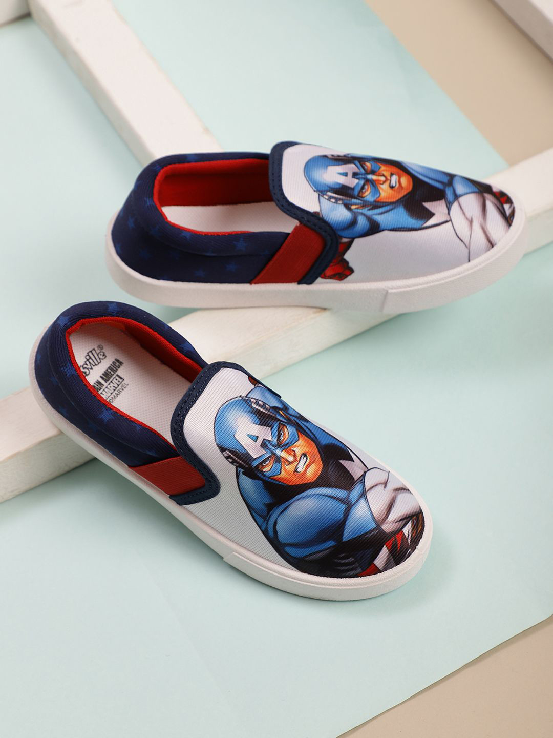 Boys Captain America Printed Slip-On Sneakers