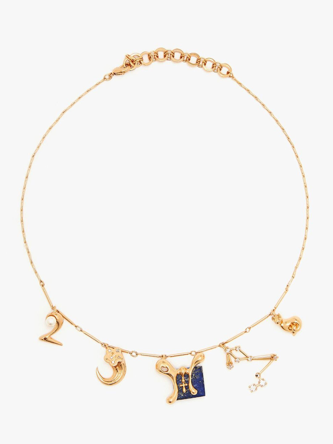 Outhouse Pisces Vintage Celestial Halo 22K Gold-Plated Lapis Lazuli Studded Chain