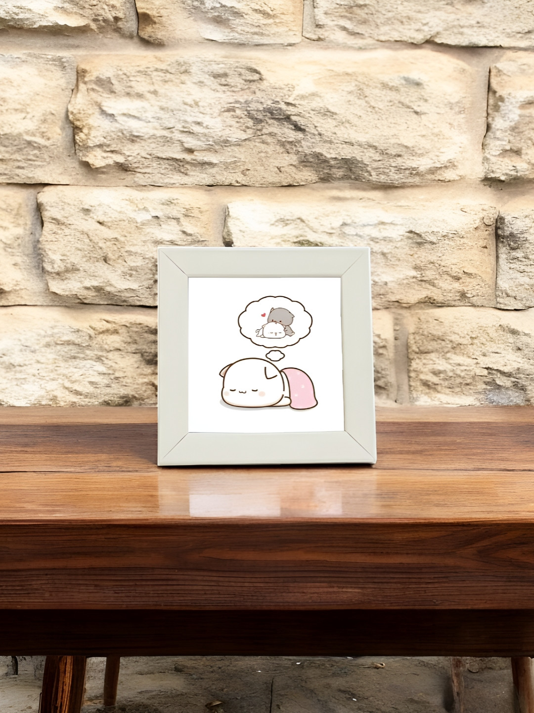 Anikmart White Anime Printed MDF Table Photo Frame