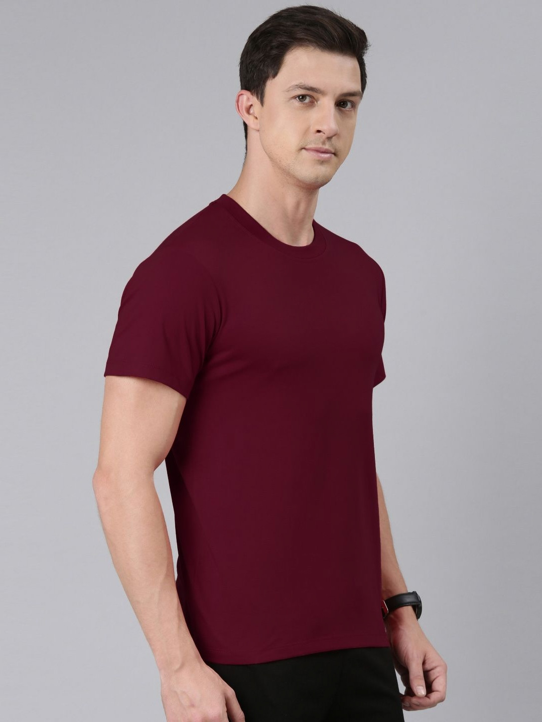 Rupa Jon Men Moisture Wicking Solid Round Neck Cotton T-shirt